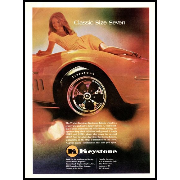 1970 Keystone Kustomag Klassic Wheel Vintage Print Ad Corvette Stingray Redhead - Picture 1 of 1